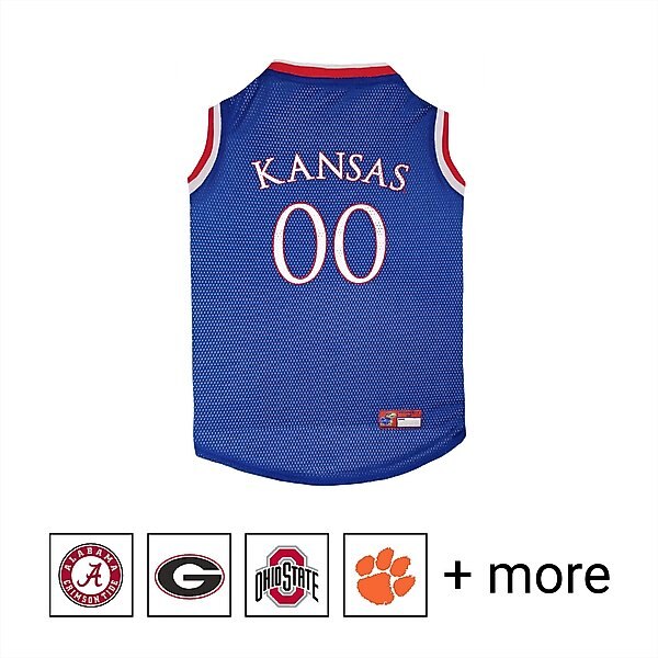 Pets First NCAA Basketball Dog & Cat Mesh Jersey, Kansas Jayhawks, Small slide 1 of 5