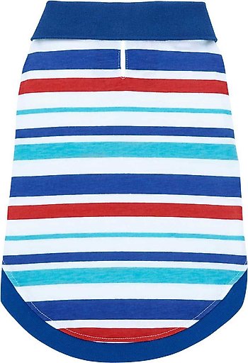 Frisco Striped Dog & Cat Polo Shirt, Red & Blue, Small