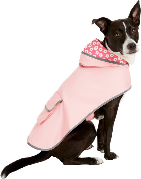 FRISCO Lightweight Reversible Packable Travel Dog Raincoat, Pink, Large ...
