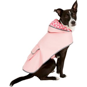 Frisco Lightweight Reversible Packable Travel Dog Raincoat, Pink, Large