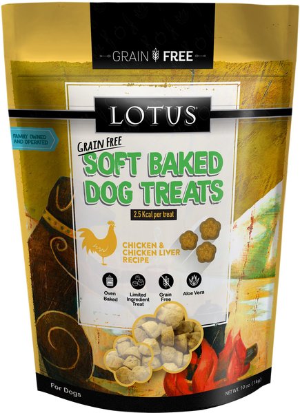 Lotus Soft-Baked Chicken & Chicken Liver Recipe Grain-Free Dog Treats, 10-oz bag slide 1 of 2
