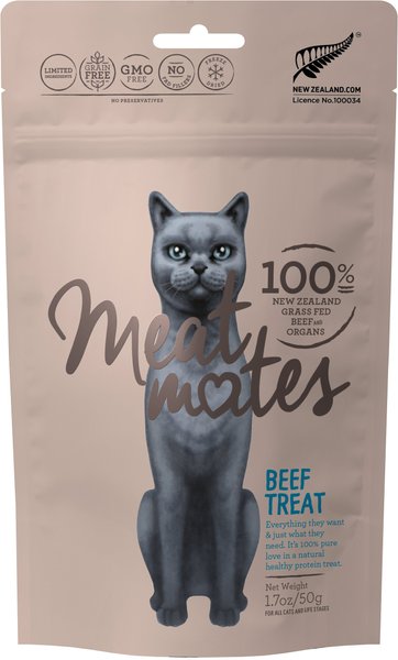 Meat Mates Beef Freeze-Dried Raw Cat Treats, 1.7-oz bag slide 1 of 10