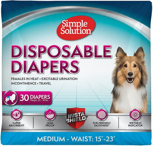 Simple Solution Disposable Female Dog Diapers, Medium: 15 to 23-in waist, 30 count slide 1 of 9