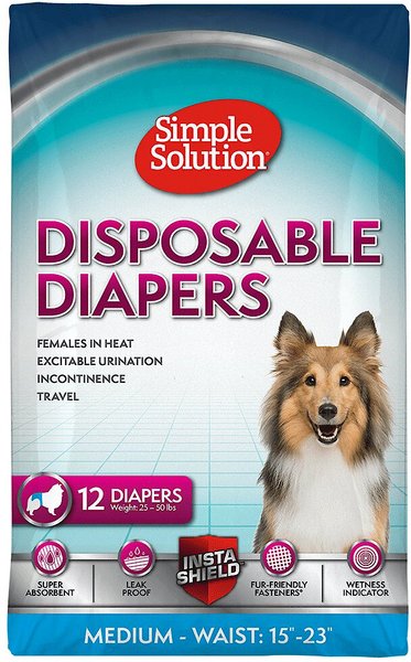 Simple Solution Disposable Female Dog Diapers, Medium: 15 to 23-in waist, 12 count slide 1 of 9