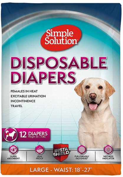 Simple Solution Disposable Female Dog Diapers, Large/X-Large: 18 to 27-in waist, 12 count slide 1 of 9