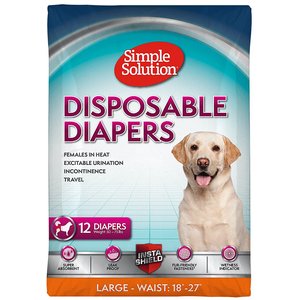 Simple Solution Disposable Female Dog Diapers, Large/X-Large: 18 to 27-in waist, 12 count