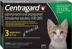 Centragard Topical Solution for Cats, 1.8-5.5 lbs, (Green Box), 3 Doses (3-mos. supply)