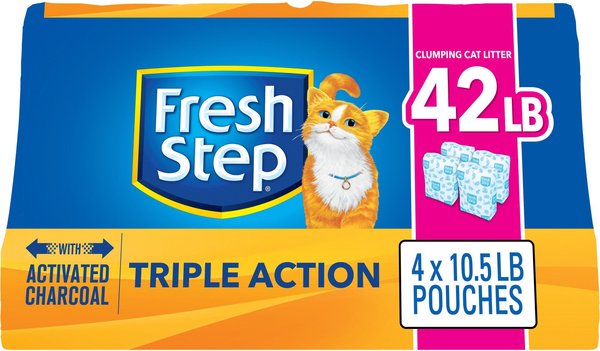 Fresh Step Triple Action Scented Clumping Clay Cat Litter, 10.5-lb bag, pack of 4 slide 1 of 8