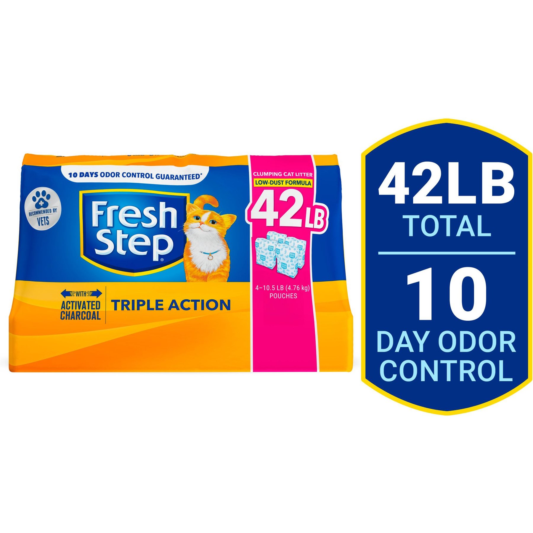 FRESH STEP Triple Action Scented Clumping Clay Cat Litter 10.5 lb bag pack of 4 Chewy