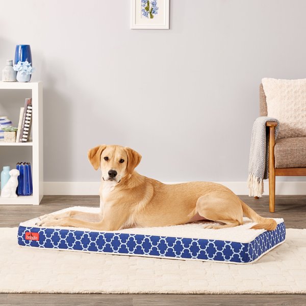 Brindle Waterproof Orthopedic Pillow Cat & Dog Bed w/Removable Cover, Navy Trellis, Large slide 1 of 6