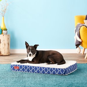 Brindle Waterproof Orthopedic Pillow Cat & Dog Bed with Removable Cover, Navy Trellis, Medium