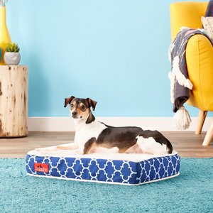 Brindle Waterproof Orthopedic Pillow Cat & Dog Bed w/Removable Cover, Navy Trellis, Small