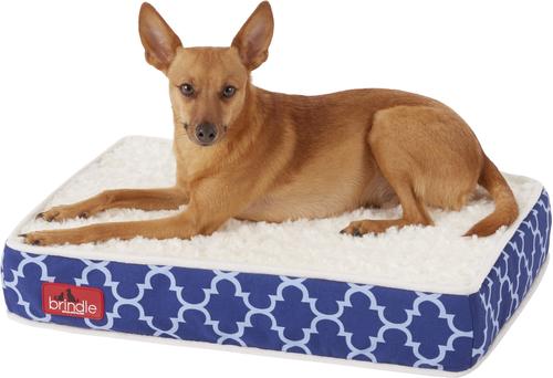 Show full view: Brindle Waterproof Orthopedic Pillow Cat & Dog Bed with Removable Cover, Navy Trellis, Small slide 4 of 8