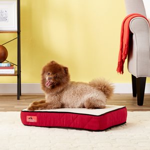 Brindle Waterproof Orthopedic Pillow Cat & Dog Bed w/Removable Cover, Red Sherpa, Small