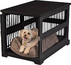 Merry Products Slide Aside Single Door Furniture Style Dog Crate & End Table, Black, 35 inch