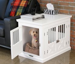 Merry Products 3-Door Furniture Style Dog Crate, White, 30 inch