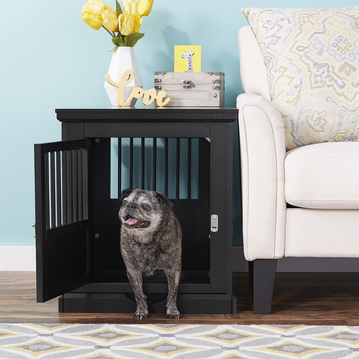 MERRY PRODUCTS 3Door Furniture Style Dog Crate, Black, 30 inch