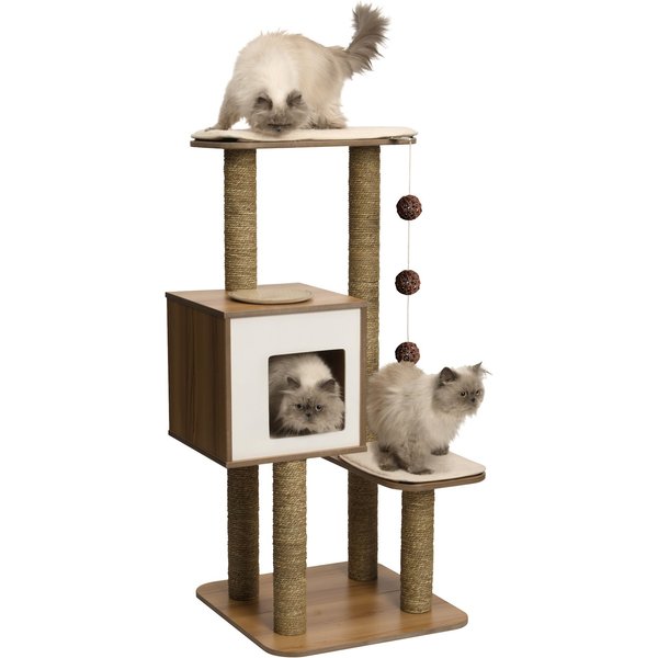 VESPER High Base 47.8-in Modern Cat Tree & Condo, Walnut - Chewy.com