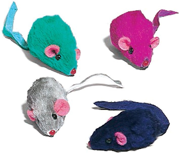 Spot Colored Plush Mice Rattle & Catnip Cat Toy Assorted 12pk  Free Shipping 