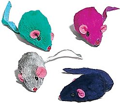 Ethical Pet Spot Rainbow Plush Rattling Mice Cat Toy with Catnip, Color Varies, 12-pack