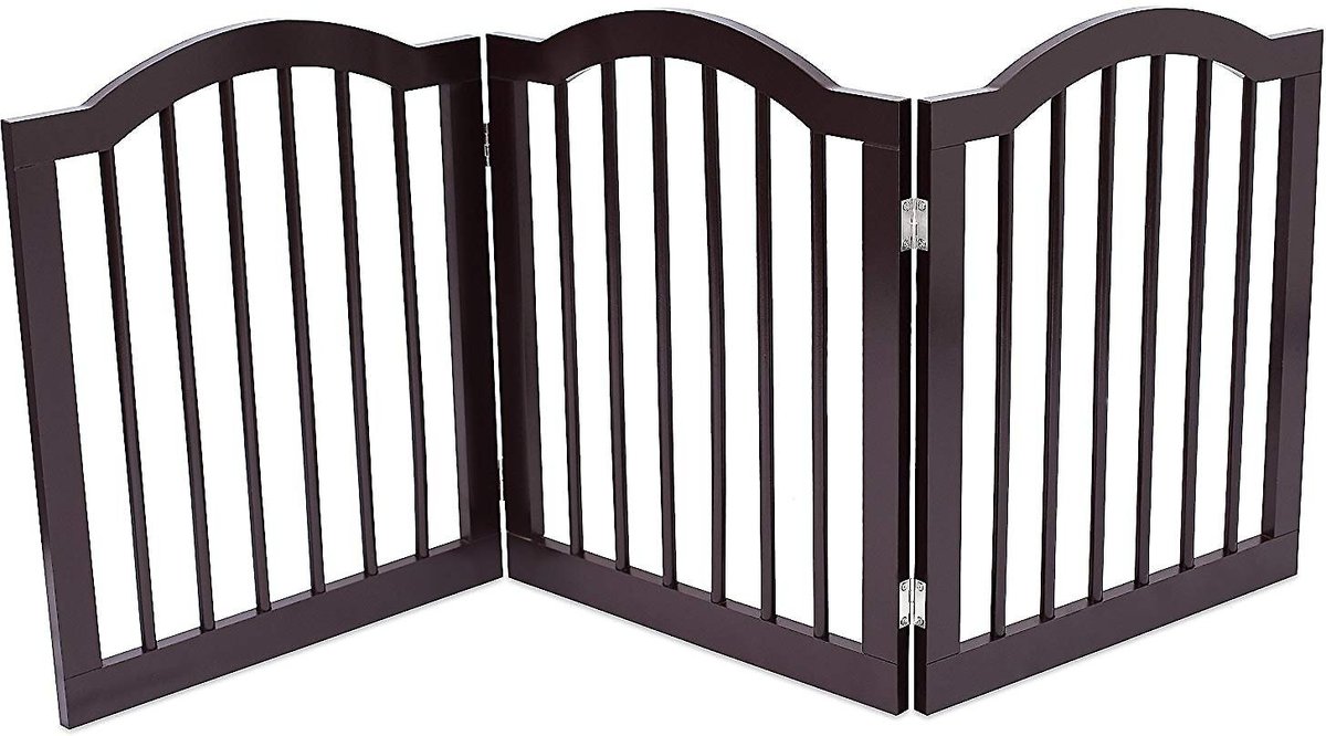 BEST Traditional Arch Pet Gate, Espresso, 24in, 3Panel