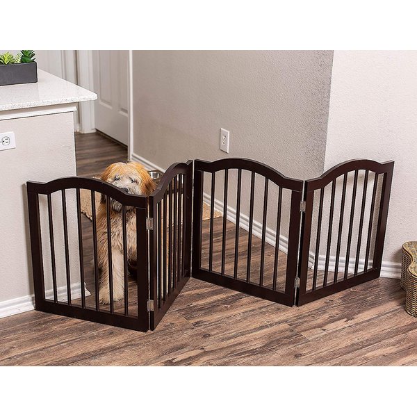 INTERNET'S BEST Traditional Arch Pet Gate, Espresso, 24-in, 4-Panel ...