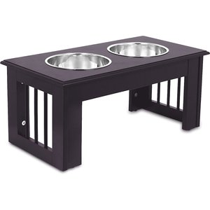 FRISCO Marble Stainless Steel Double Elevated Dog & Cat Bowls, Black,  Small: 2 cup 
