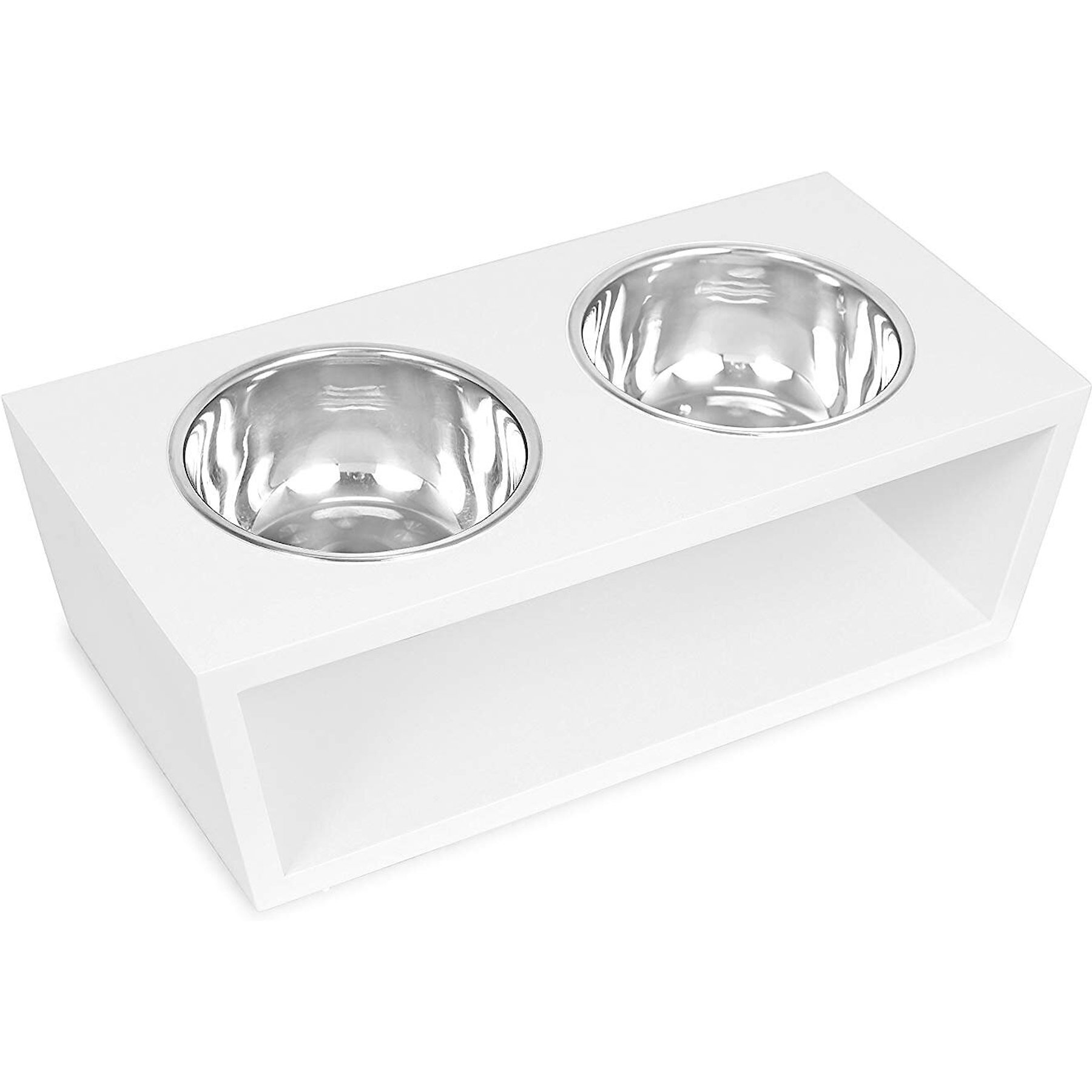 X@HE Tall Ceramic Dog Bowls Elevated, Adjustable Raised Dog Bowls Set,  Standing Pet Feeding Dishes for Medium Large Breeds (White)