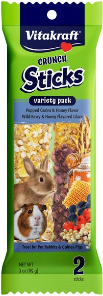 Vitakraft Crunch Sticks Popped Grains & Honey & Wild Berry & Honey Flavor Rabbit & Guinea Pig Treat Variety Pack, 2-pack slide 1 of 2