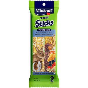 Vitakraft Crunch Sticks Popped Grains & Honey & Wild Berry & Honey Flavor Rabbit & Guinea Pig Treat Variety Pack, 2-pack