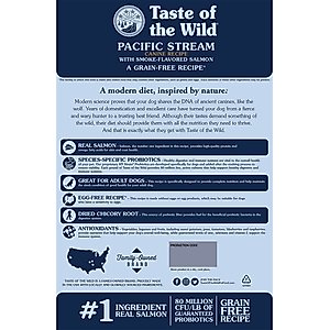 Taste of the Wild Pacific Stream Smoke-Flavored Salmon Grain-Free Dry Dog Food, 28-lb bag
