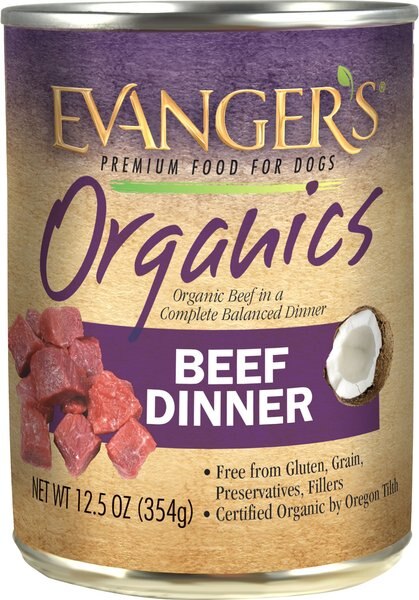 Evanger's Organics Beef Dinner Grain-Free Canned Dog Food, 12.5-oz, case of 12 slide 1 of 1
