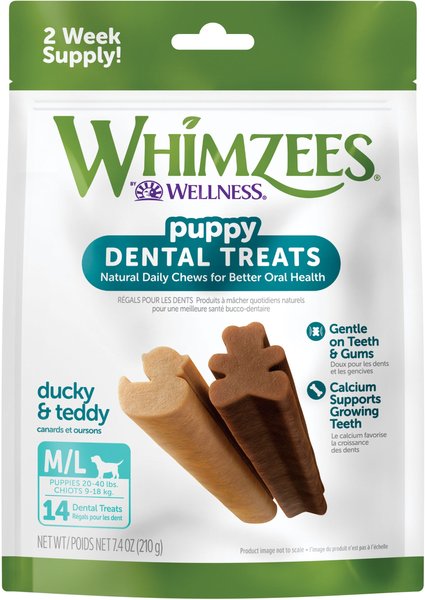 WHIMZEES by Wellness Puppy Dental Chews Natural Grain-Free Dental Dog Treats, Medium / Large, 14 count slide 1 of 10