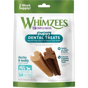 WHIMZEES by Wellness Puppy Dental Chews Natural Grain-Free Dental Dog Treats, Medium / Large, 14 count