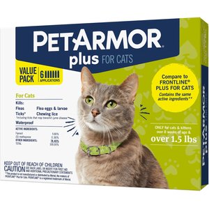 PetArmor Plus Flea & Tick Spot Treatment for Cats, over 1.5 lbs, 6 Doses (6-mos. supply)