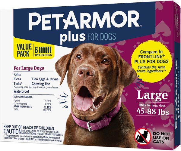 PetArmor Plus Flea & Tick Spot Treatment for Dogs, 45-88 lbs, 6 Doses (6-mos. supply) slide 1 of 8