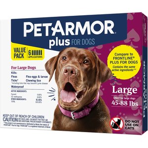 PetArmor Plus Flea & Tick Spot Treatment for Dogs, 45-88 lbs, 6 Doses (6-mos. supply)