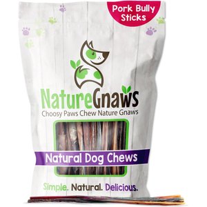Nature Gnaws Extra Thin Pork Bully Sticks 5 - 6" Dog Treats, 50 count