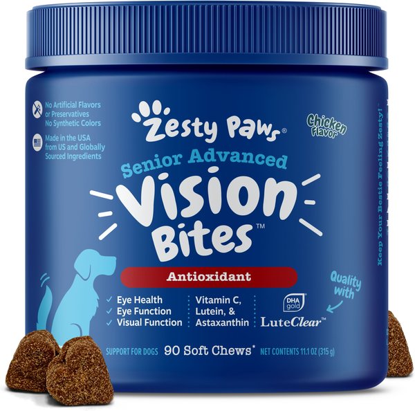 Zesty Paws Advanced Vision Bites Chicken Flavored Soft Chews Vision Supplement for Senior Dogs, 90 count slide 1 of 9