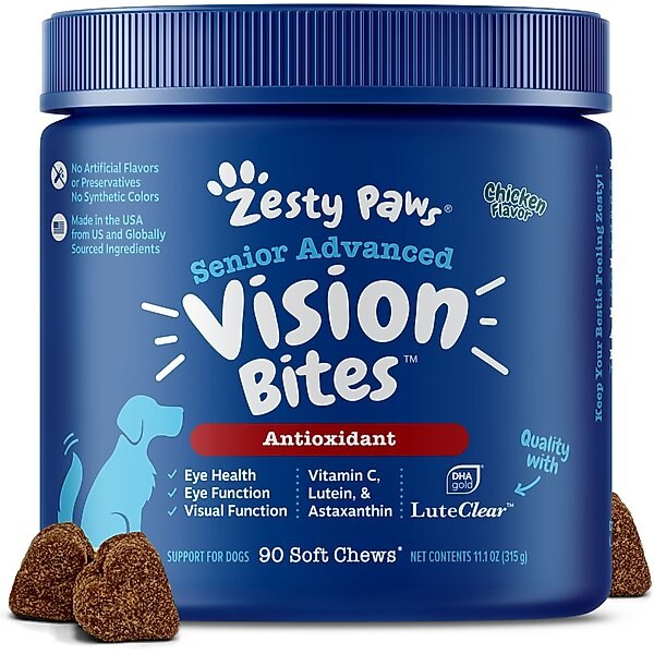 ZESTY PAWS Advanced Vision Bites Chicken Flavored Soft Chews Vision ...
