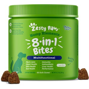 Zesty Paws 5-in-1 Multivitamin Soft Chews with Organic Hemp & Glucosamine