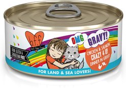 BFF OMG Crazy 4 U! Chicken & Salmon Dinner in Gravy Grain-Free Canned Cat Food, 5.5-oz, case of 8
