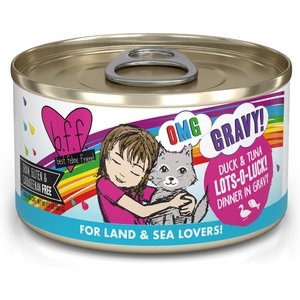 BFF OMG Lots-O-Luck! Duck & Tuna Dinner in Gravy Grain-Free Canned Cat Food, 2.8-oz, case of 12