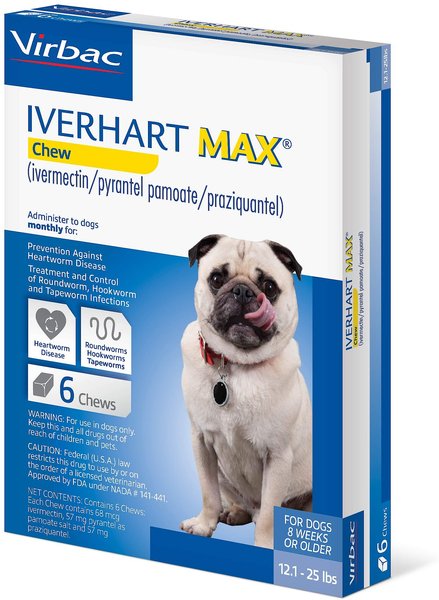 Iverhart Max Chew for Dogs, 12.1-25 lbs, (Blue Box), 6 Chews (6-mos. supply) slide 1 of 4