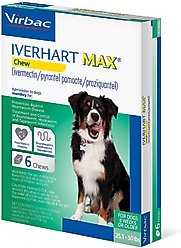 Iverhart Max Chew for Dogs, 25.1-50 lbs, (Green Box), 6 Chews (6-mos. supply)