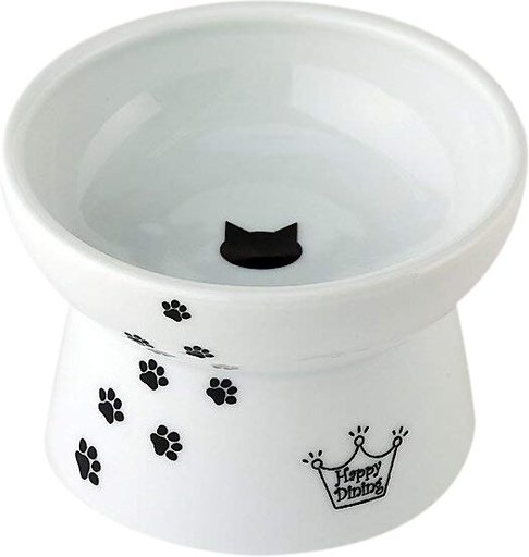 Necoichi Ceramic Elevated Cat Food & Water Bowl Set