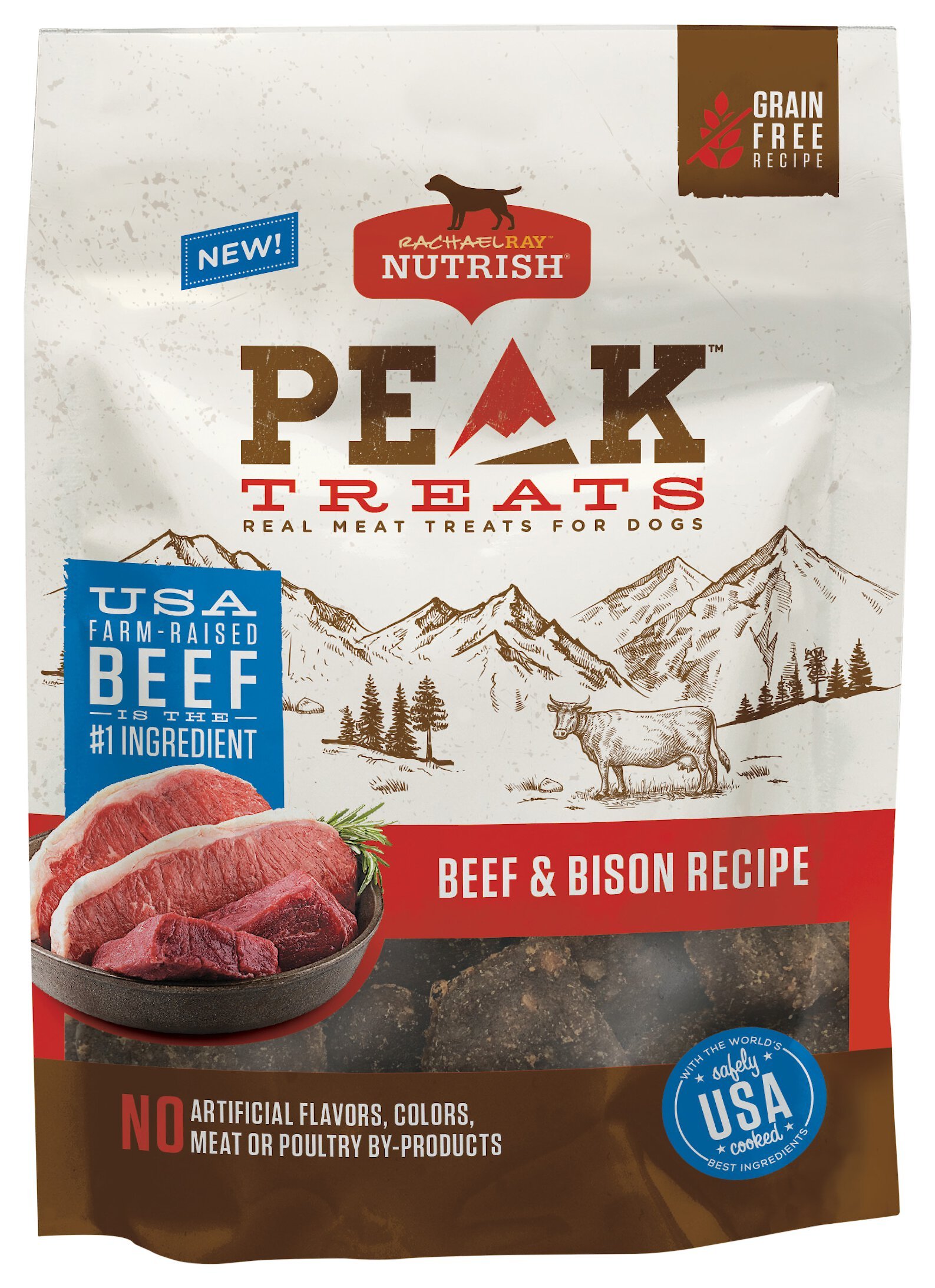 RACHAEL RAY NUTRISH PEAK Beef & Bison Recipe Grain-Free Dog Treats ...