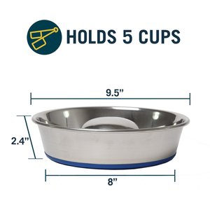 OurPets Durapet Premium Stainless Steel Slow-Feed Dog Bowl, Medium, 5 cups