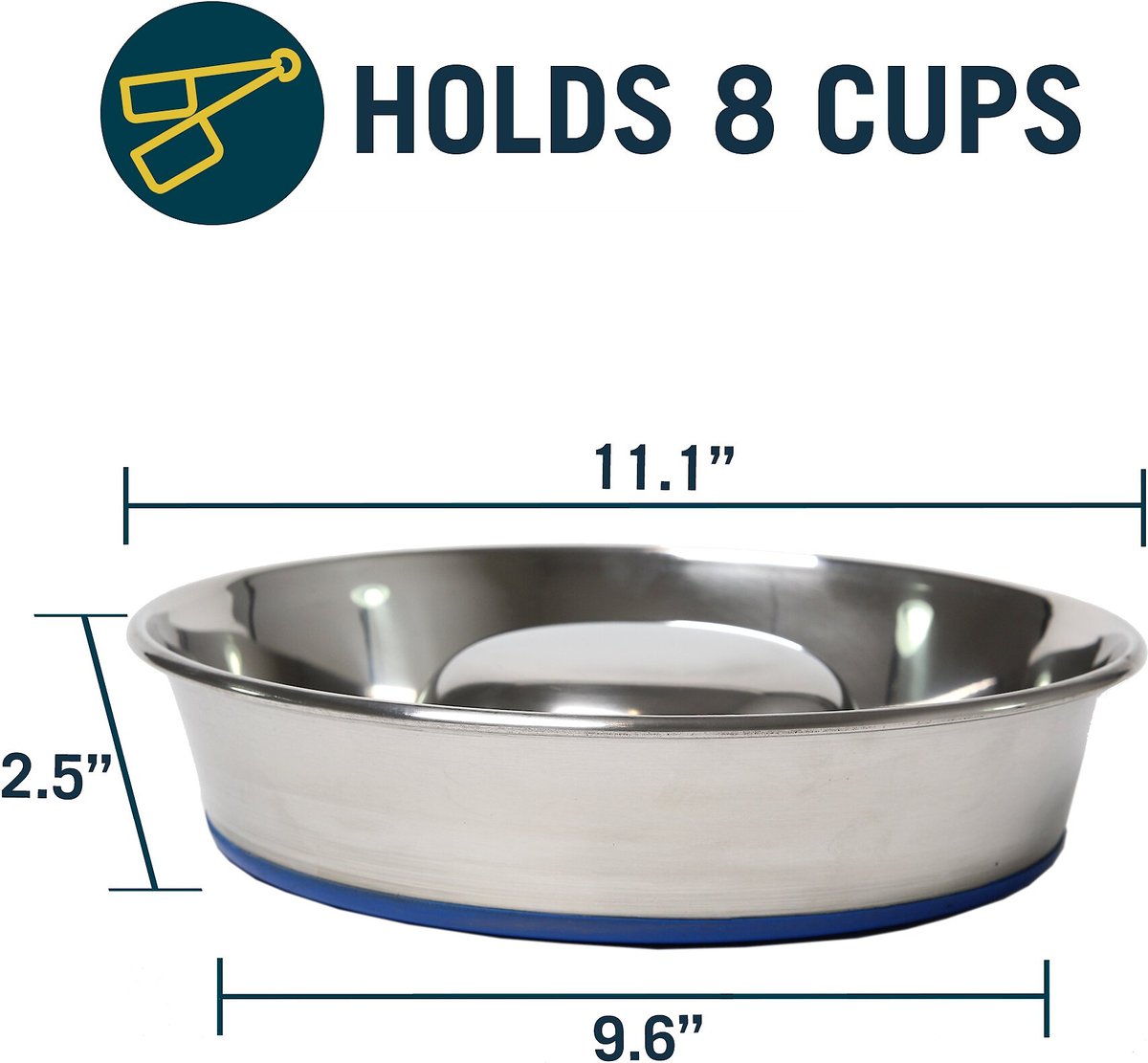 OURPETS Durapet Premium Stainless Steel SlowFeed Dog Bowl, Large, 8