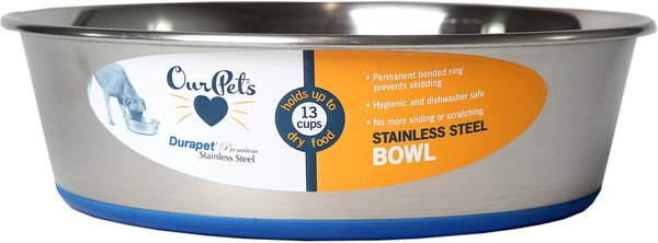 OurPets Durapet Premium Rubber-Bonded Stainless Steel Bowl, X-Large, 13 cups slide 1 of 5